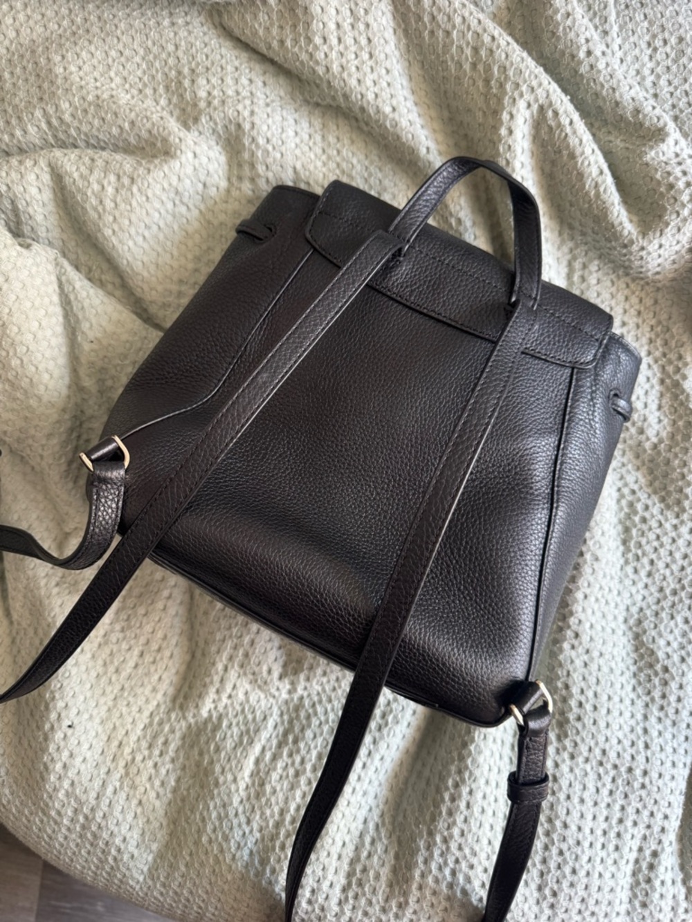 kate spade Black Pebbled Leather Mini Backpack with Gold Hardware - Picture 3 of 3